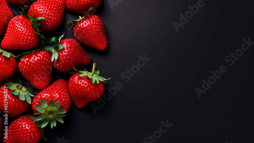 Minimalist red Strawberry background with copy space.