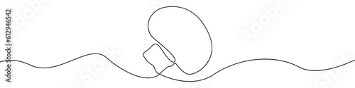 Mushroom icon line continuous drawing vector. One line Champignon vector background. Half a mushroom icon. Continuous outline of a Mushroom.