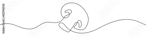 Mushroom icon line continuous drawing vector. One line Champignon vector background. Half a mushroom icon. Continuous outline of a Mushroom.