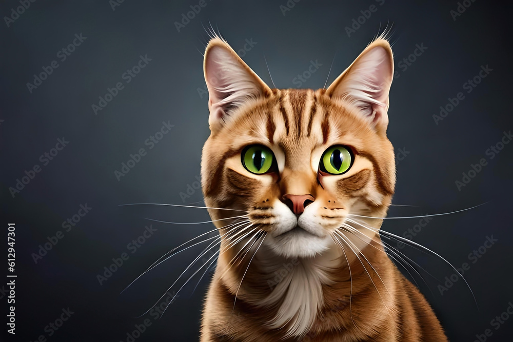 Singapura cat on dark gray background