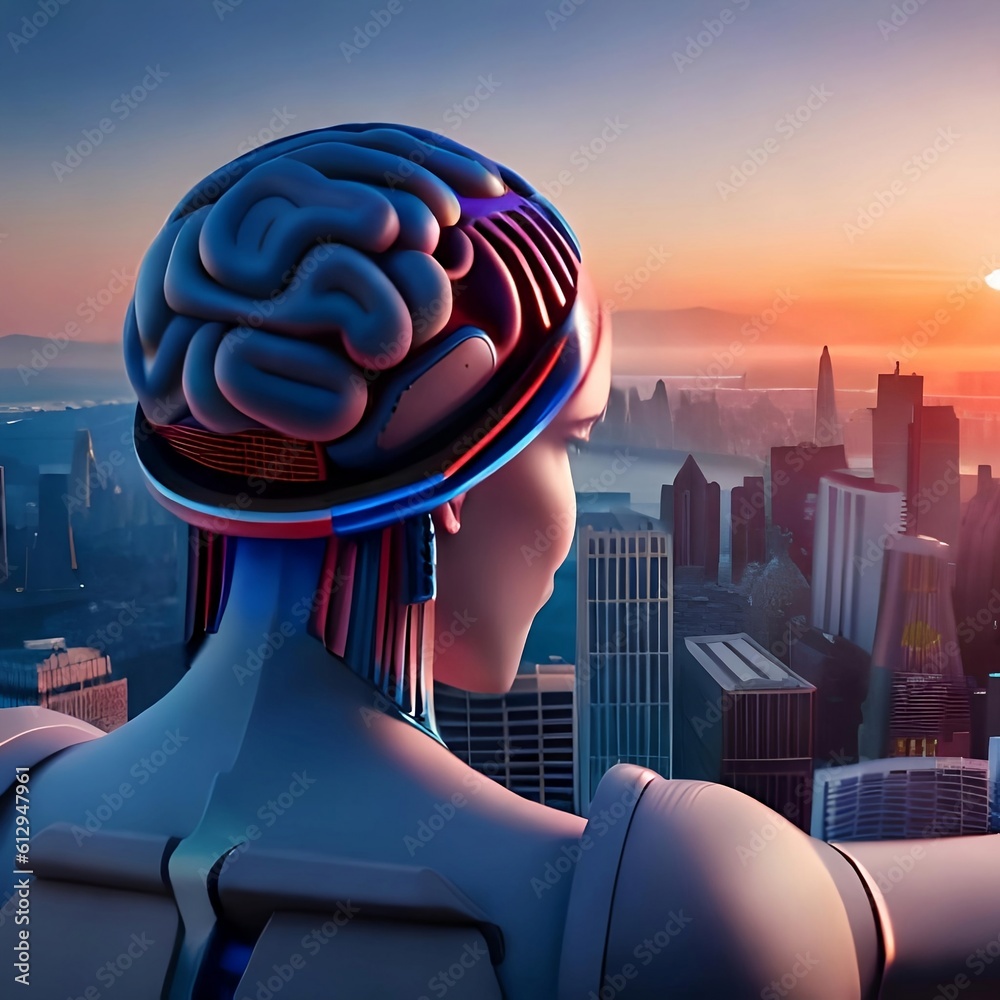 futuristic concept of artificial intelligence through a close-up shot ...
