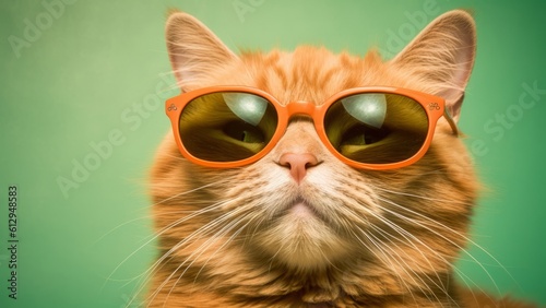 Funny cat portrait on bright background,