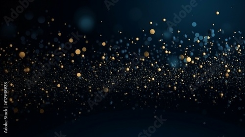 Abstract dark background with golden bokeh and glitter, ai generated © mashimara