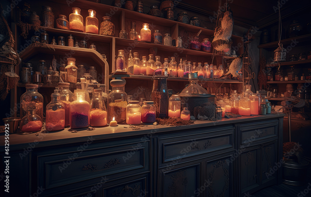 Obraz premium Magical Halloween Potion Shop