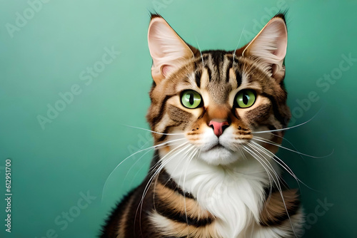 Pixiebob cat on light green background © Beste stock