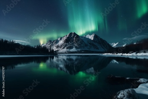 icy glacier reflected in clear water created with Generative AI technology