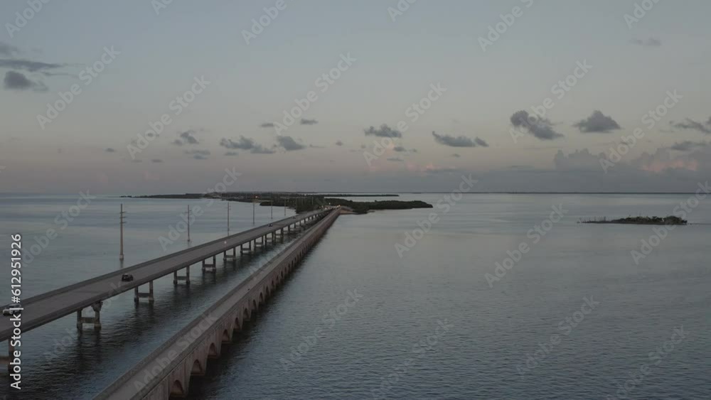 Florida Keys Seven Mile Bridge during morning sunrise - 4K Drone Florida Keys Seven Mile Bridge during morning sunrise - 4K Drone