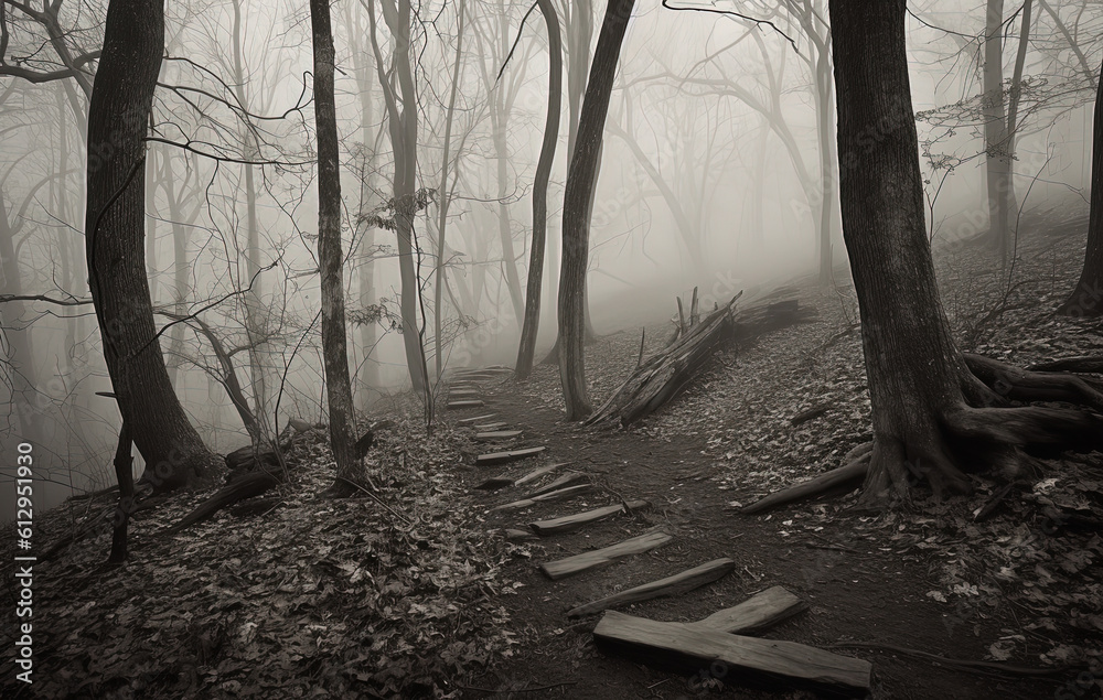 Naklejka premium Haunted Forest Trail