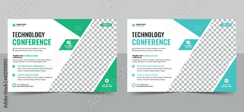 Technology conference flyer template design, corporate business workshop training promotion web banner flyer poster.