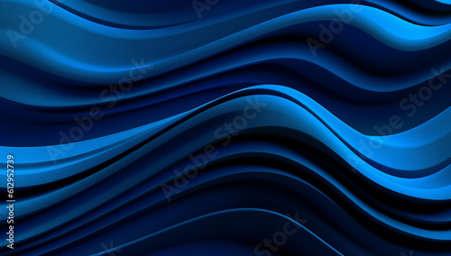 Harmonious Curves: Striking Abstract 3D Blue Graphic Wave Design, Generative AI