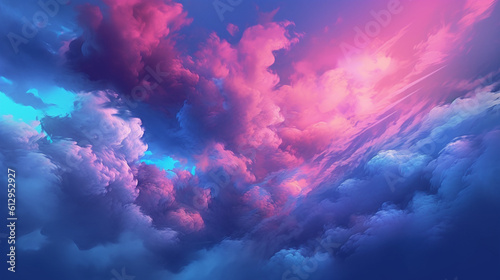 Magical Pink and Blue Cloud Dance in the sky ,Generative AI