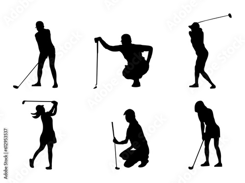 Female golfer silhouette Vector