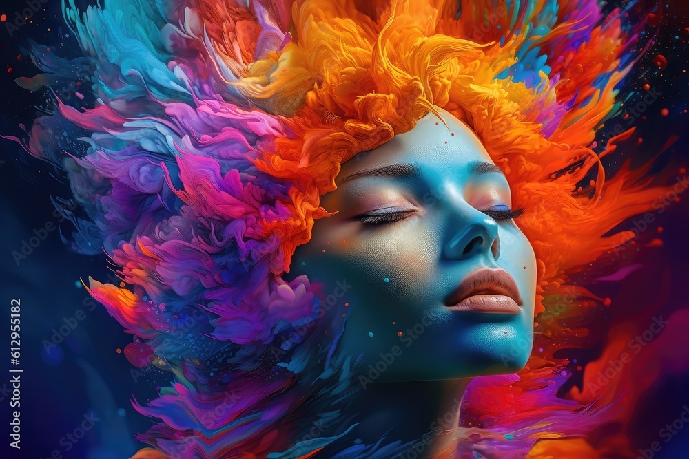 Colorful woman goddess digital artwork painting