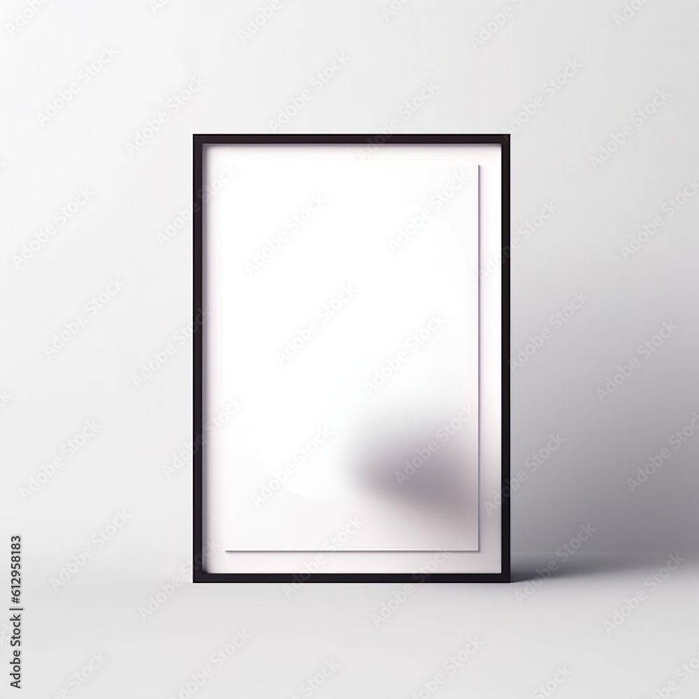 picture with picture frame mockup stands on floor