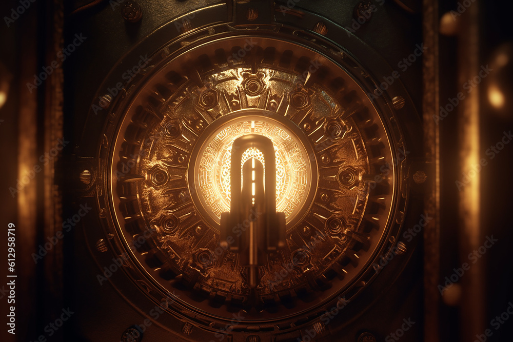 Fototapeta premium Complexity and elegance of a keyhole's internal mechanism, Generated with AI