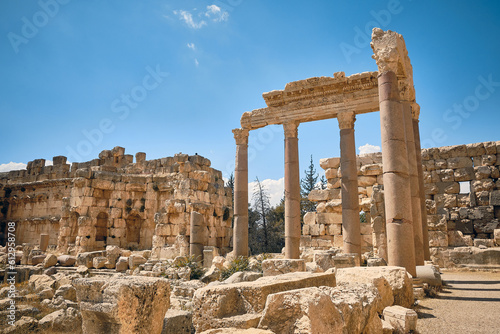 The Great Court of ancient Heliopolis's temple complex in Baalbek, Beqaa valley, Lebanon. UNESCO World heritage site