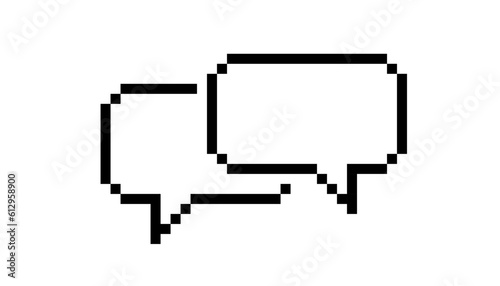 Pixel text bubble chat icon. Clipart image isolated on white background