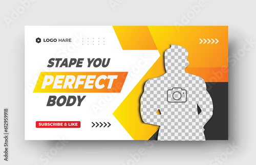 YouTube video thumbnail and fitness web banner template