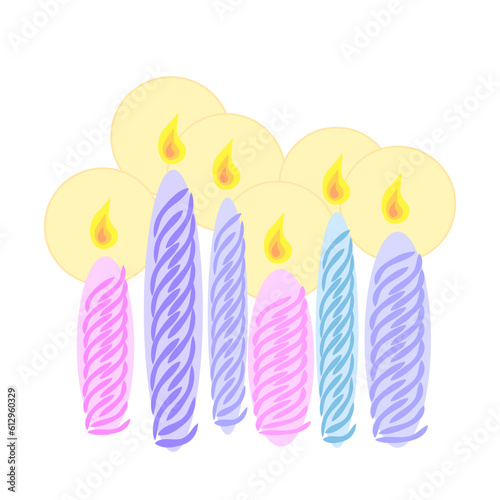 Vector illustration of scented spiral wax candles isolated on a white background