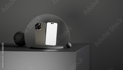 3d render image on phones podium