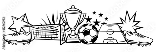 Background with soccer symbols. Football club illustration.