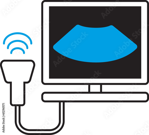 Abdominal Ultrasound diagnostic icon concept vector image.