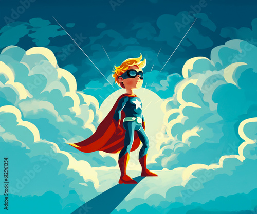 illustration of a boy superhero