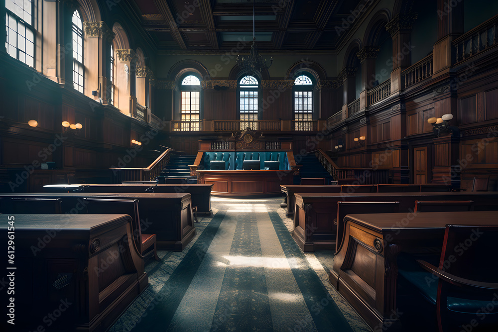 Empty courtroom. Generative AI. Empty courtroom. Generative AI.