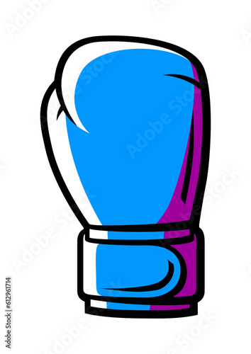 Boxing glove illustration. Box club item. Sport object in cartoon style.