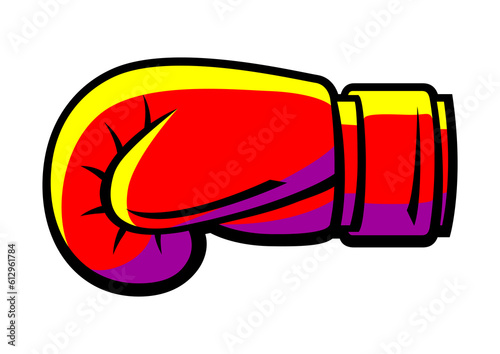 Boxing glove illustration. Box club item. Sport object in cartoon style.