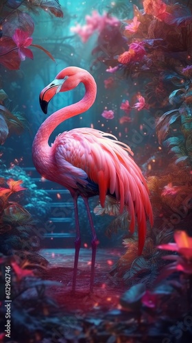 Illustration of an exotic Flamingo © Enea