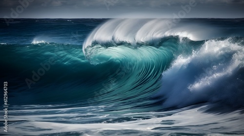 Coastal harmony, awe-inspiring sea waves, heavenly clouds, and serene foam © Ranya Art Studio