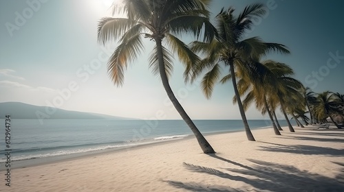 Palmy Trees Enhance the Natural Splendor of a Sandy Beach  Captivating the Senses