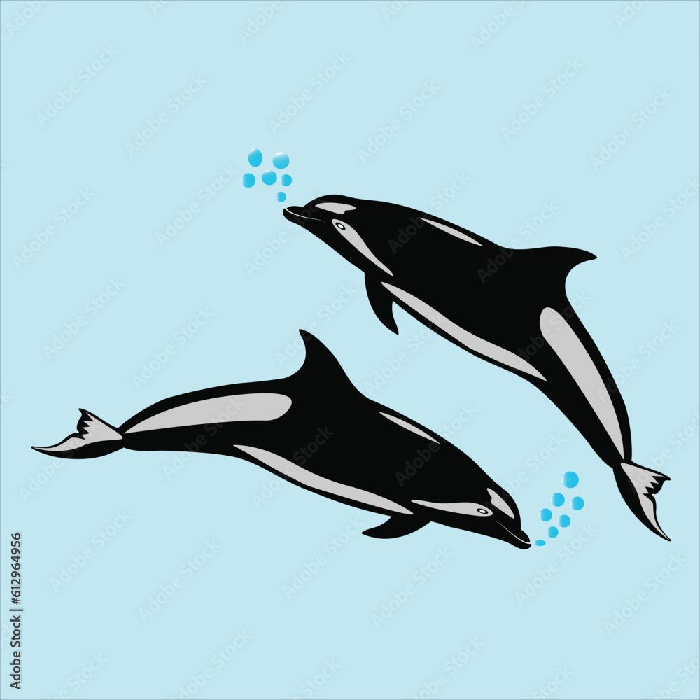 Fototapeta premium Cute Dolphins Vector Illustration
