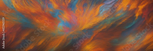 Abstract colorful background. Vivid hues and intricate patterns, vibrant composition. Swirls of vibrant blues, fiery oranges, radiant yellows, lush greens, dynamic and visually striking. Generative AI