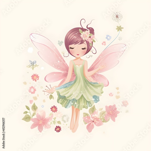 Blossom fairyland delight  colorful clipart of cute fairies with blossom wings and delightful flower magic