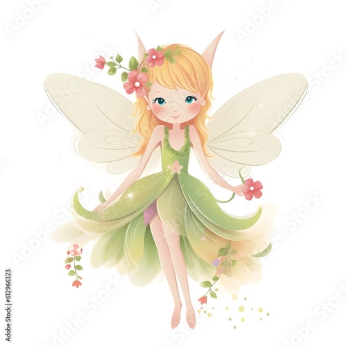 Vibrant winged charmers, colorful clipart of cute fairies with vibrant wings and charming flower accents