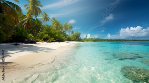 Seashore beauty, mesmerizing tropical beach, sun-kissed shorelines, and azure waters