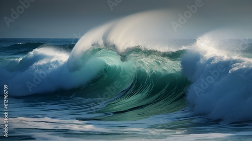 Serendipitous symphony  awe-inspiring wave moments with majestic skies and delicate foam
