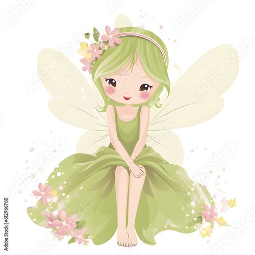 Enchanted blossom whispers  adorable clipart of colorful fairies with cute wings and whispers of blossoms