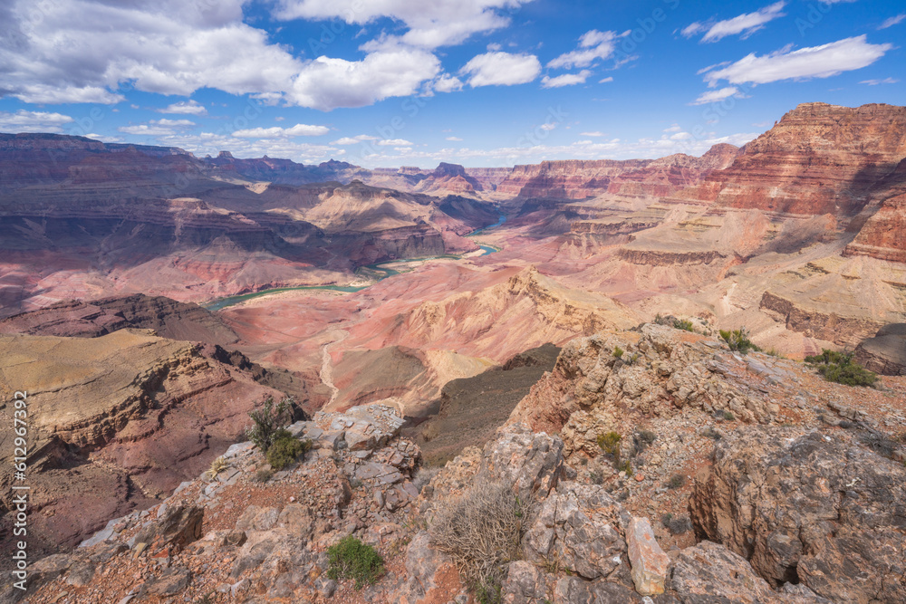 hiking the tanner trail in grand canyon national park, arizona, usa