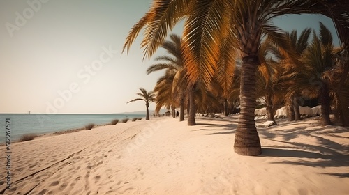 Palmy Trees and a Sandy Beach Illuminate with Radiant Beauty © Ranya Art Studio