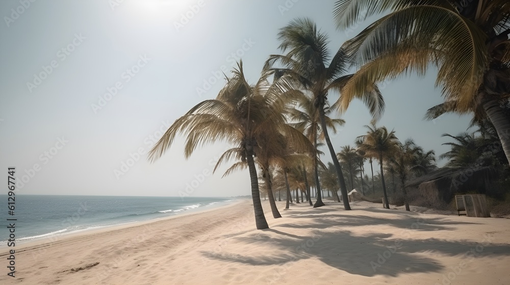 Palmy Trees and a Sandy Beach Create a Tropical Paradise