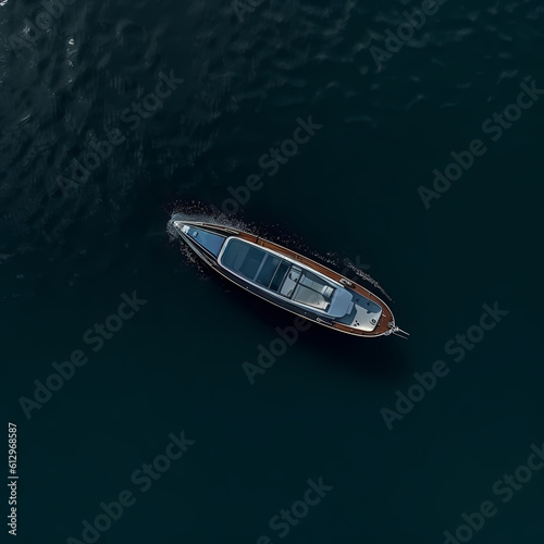 Sailing Boat at Sea Aerial View. Generative AI © Kreatifquotes