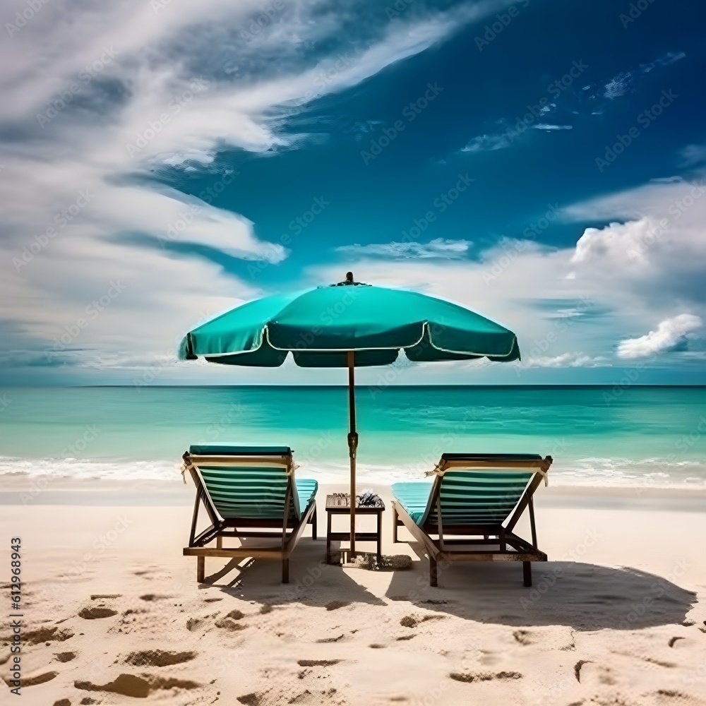 Shoreline serenade, sandy beach, billowing clouds, and melodic waves