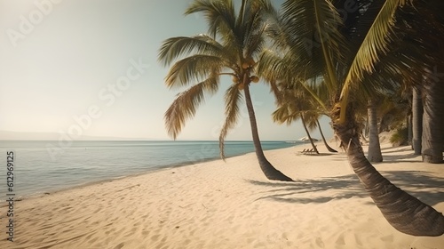 Palmy Trees Frame a Stunning Sandy Beach, Calling You to Embrace the Joys of Coastal Living photo