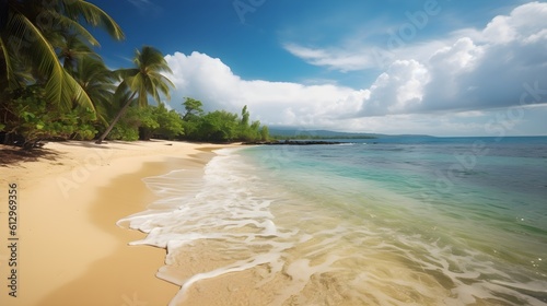 Beachfront bliss, stunning tropical beach, azure waters, and pure bliss by the seashore