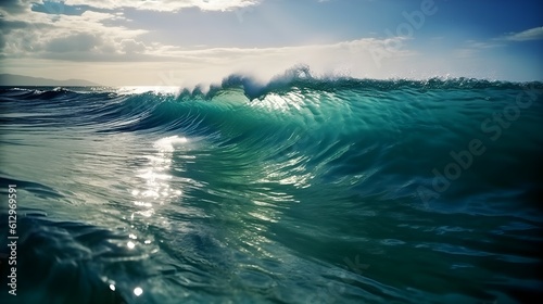 Ethereal waters, enchanting ocean waves, ethereal clouds, and glistening foam © Ranya Art Studio