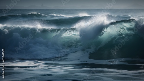 Azure embrace, breathtaking sea waves, heavenly clouds, and delicate foam © Ranya Art Studio