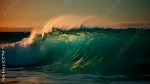 Serene panorama, breathtaking ocean waves, majestic skies, and delicate foam © Ranya Art Studio